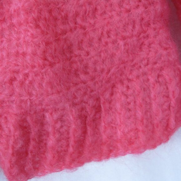 NEW Handmade Bright Pink Mohair Oversized Crop Sweater - Picture 5 of 10